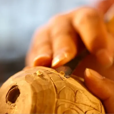 Wood carving in Bali